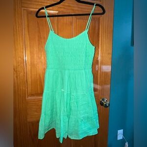 American Eagle Outfitters Vibrant Green Smocked Dress